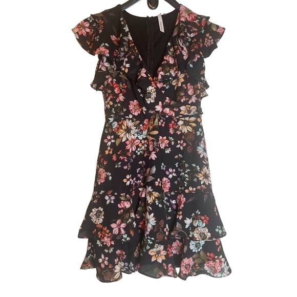 NY Collection Womens Floral Print Ruffle Tiered Chiffon Dress Sleeveless Size M - Picture 1 of 10